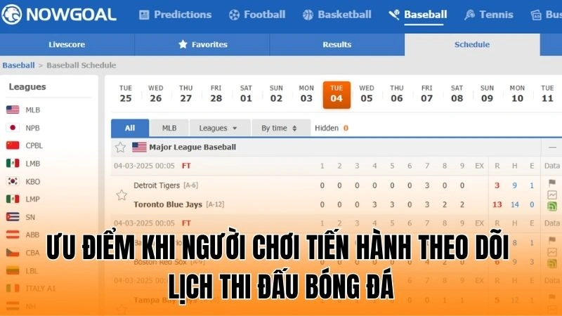 Ưu điểm khi người chơi tiến hành theo dõi lịch thi đấu bóng đá